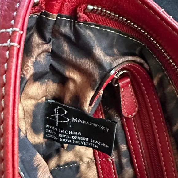 B. Makowsky  Red Leather Crossbody Bag - Picture 10 of 15